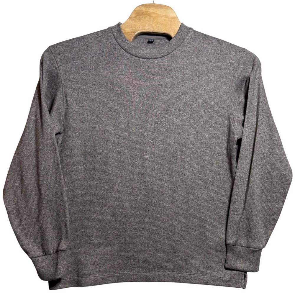 Uniqlo Mens Crewneck Sweatshirt Heather Taupe Brown Knit Long Sleeve Size XL